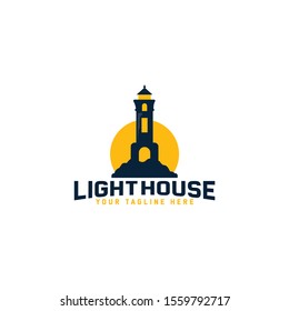 Lighthouse logo template design. In modern style and simple Vector illustration.