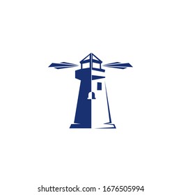 Lighthouse logo template design. Vector illustration.