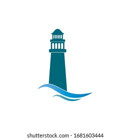 Lighthouse logo template design. Vector illustration.