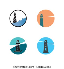 Lighthouse logo template design. Vector illustration.
