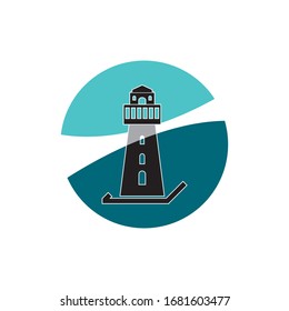 Lighthouse logo template design. Vector illustration.