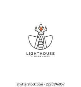 Lighthouse logo template design. Vector illustration.
