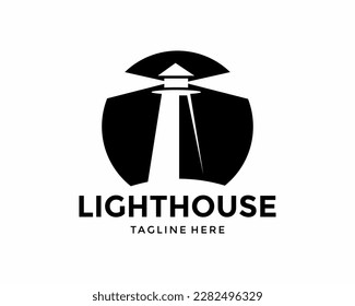 Lighthouse logo template design. Vector illustration Isolated on a White Background - Vector