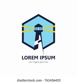 Lighthouse logo template. In modern style and simple. 