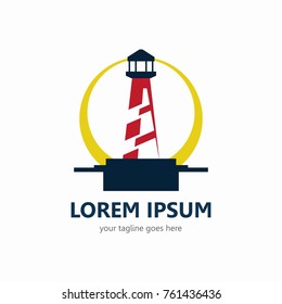 Lighthouse logo template. In modern style and simple. 