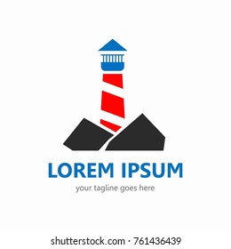 Lighthouse logo template. In modern style and simple. 