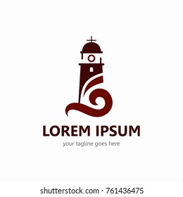 Lighthouse logo template. In modern style and simple. 