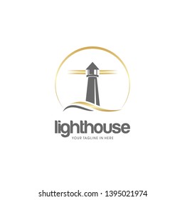 lighthouse logo template stock vector