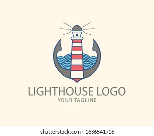 Lighthouse Logo template. Vector illustration.