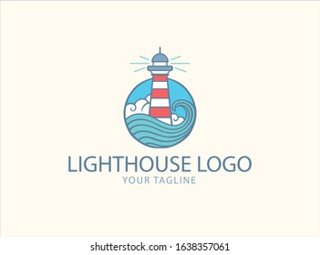 lighthouse logo template. Vector illustration