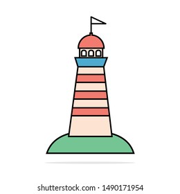 Lighthouse logo. Tower icon. Marine symbol. Vector concept illustration for design.
