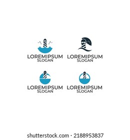 lighthouse logo,
Lighthouse Tower Island. icon logo