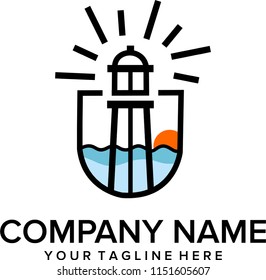 lighthouse logo vector