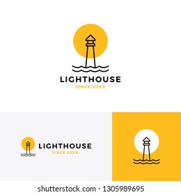 Lighthouse Logo Vector Icon Line Outline Monoline