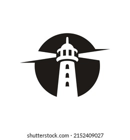 Plantilla de icono del vector con logotipo del faro. Elemento de diseño del logotipo de Beacon moderno