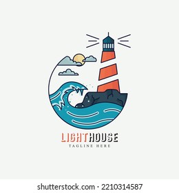 Lighthouse logo vector. Marine lighthouse center sign for consultation