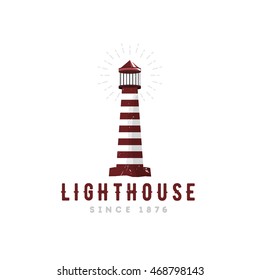 Lighthouse logo in vintage style, vector illustration