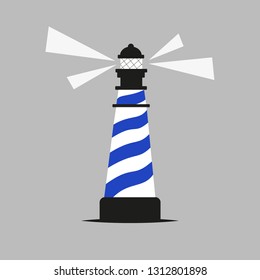 lighthouse logo. white, black, blue, gray lines. vector design
