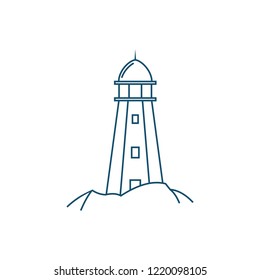 lighthouse logotype, illustration, line art