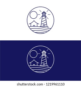 lighthouse logotype, Line Art Badge, and vector design