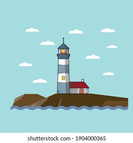 Lighthouse. Marine buildings. Flat design.