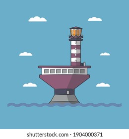 Lighthouse. Marine buildings. Flat design.
