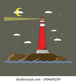 Faro. Edificios marinos. Diseño plano.