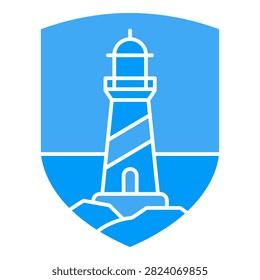 Lighthouse Maritime Crest Logo Icon for Coastal Navigation