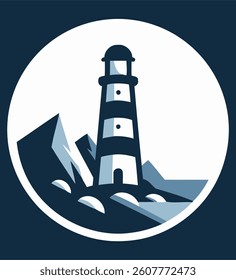 Lighthouse Mercusuar Vector Logo Template Style 1