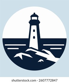 Lighthouse Mercusuar Vector Logo Template Style 2