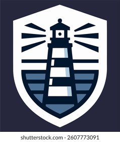 Lighthouse Mercusuar Vector Logo Template Style 4