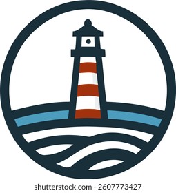 Lighthouse Mercusuar Vector Logo Template Style 5
