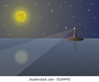 Lighthouse in the middle of the sea.