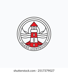 Lighthouse minimalist line art logo vector illustration design. Simple monoline lighthouse logo.