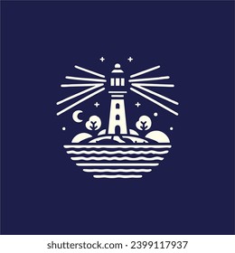 Lighthouse minimalist logo design, line art style