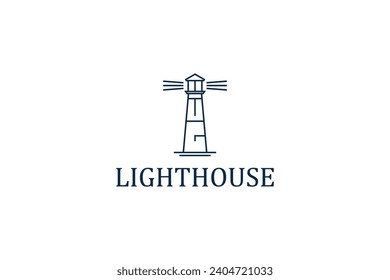 Lighthouse minimalist logo design line style.