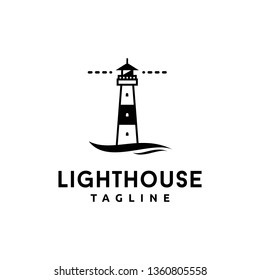 Lighthouse minimalist logo design vintage icon vector