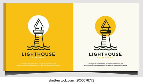 Lighthouse minimalist logo template vector