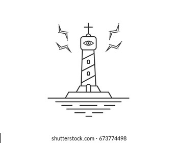 Lighthouse, modern line icon. Line Graphic Vector Design logo