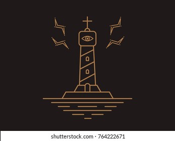 Lighthouse, modern line icon. Line Graphic Vector Design logo