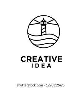 lighthouse mono line logo icon designs vector illustration