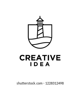 lighthouse mono line logo icon designs vector illustration