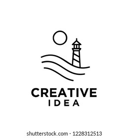 lighthouse mono line logo icon designs vector illustration