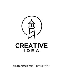 lighthouse mono line logo icon designs vector illustration