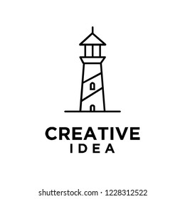 lighthouse mono line logo icon designs vector illustration