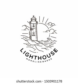 Lighthouse Monoline Landscape Badge Inspirations