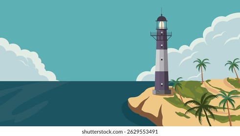 Lighthouse in the morning landscape