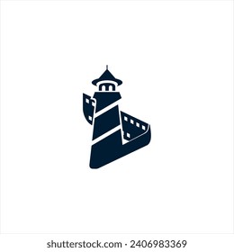 logotipo de película de faro. icono de faro