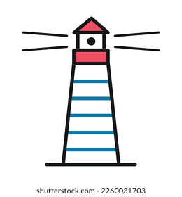 fondo blanco del icono náutico del faro