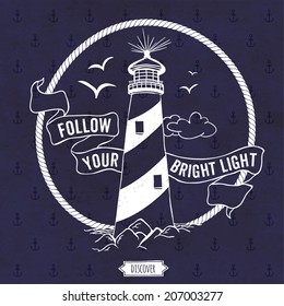 Lighthouse. Nautical vector illustration.